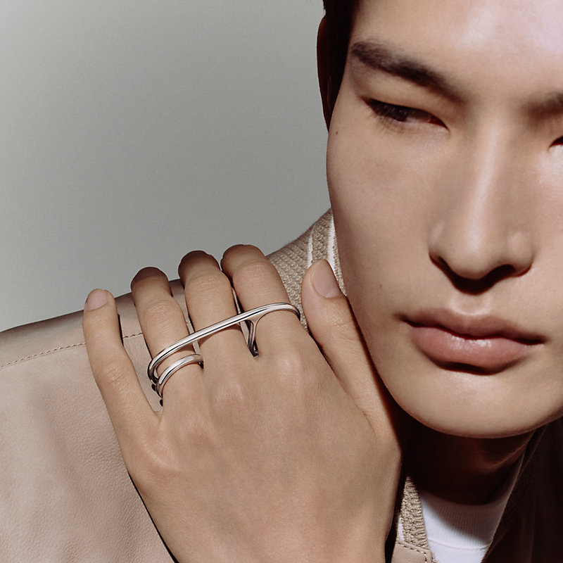 Bague triple Chaîne d'ancre Punk | Hermès France
